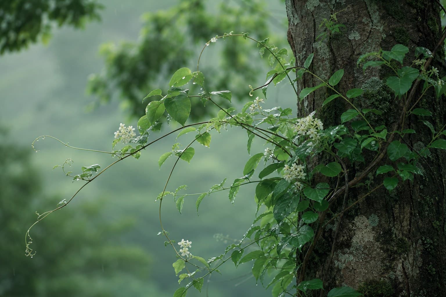 藤蔓、花草与柔枝